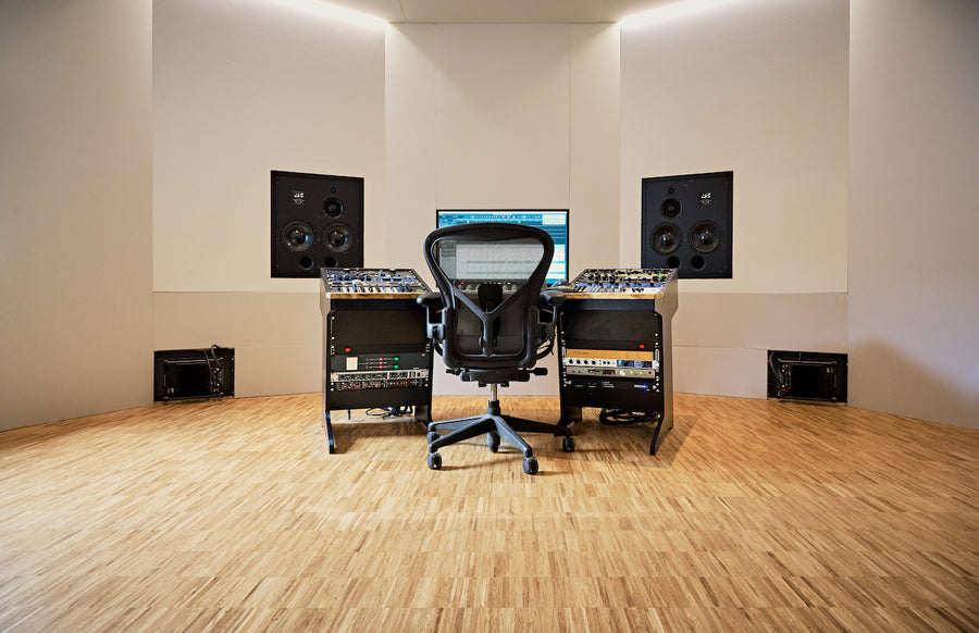 Schaltgeraete Studios mastering room with professional acoustic treatment